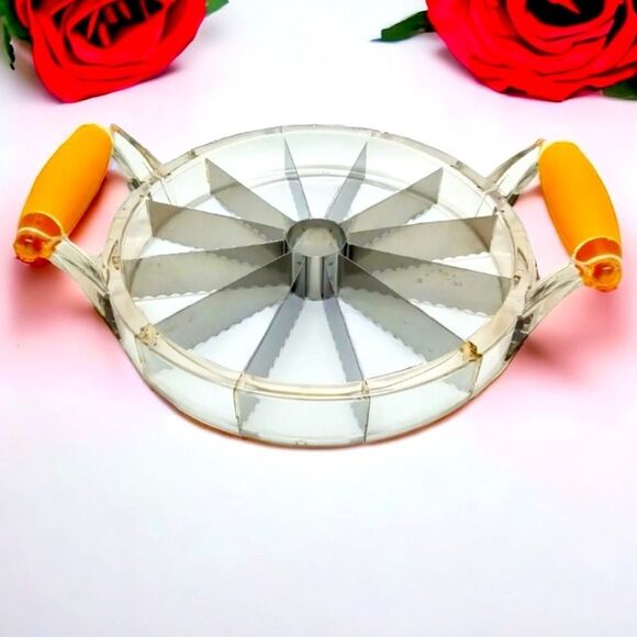 Slicer ๐ Rare Find Elegant Lucite and Stainless Steel Pie Melon Farmhouse HP - Picture 12 of 13